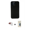 MARSİLYAN™- iPhone 13 Pro Max Kılıf Yadigar Yansıma Serisi - Siyah 6D Mat Seramik Hayalet Nano Ekran Koruyucu + Pers Alüminyum Kamera Lens - KI