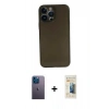 MARSİLYAN™- iPhone 13 Pro Max Kılıf Yadigar Yansıma Serisi - Siyah 6D Mat Seramik Hayalet Nano Ekran Koruyucu + Neon Fosforlu Kamera Lens - MI