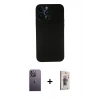 MARSİLYAN™- iPhone 13 Pro Max Kılıf Yadigar Yansıma Serisi - Siyah Bilvis 3D Cam Ekran Koruyucu + Neon Fosforlu Kamera Lens - BZ