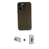 MARSİLYAN™- iPhone 13 Pro Max Kılıf Yadigar Yansıma Serisi - Siyah Bilvis 3D Cam Ekran Koruyucu + Rainbow Kamera Lens Koruma Cam - BZ