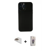 MARSİLYAN™- iPhone 13 Pro Max Kılıf Yadigar Yansıma Serisi - Siyah Bilvis 3D Cam Ekran Koruyucu + Gold Pers Alüminyum Kamera Lens