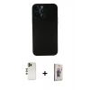 MARSİLYAN™- iPhone 13 Pro Max Kılıf Yadigar Yansıma Serisi - Siyah Bilvis 3D Cam Ekran Koruyucu + Gold Shine Kamera Lens
