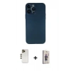 MARSİLYAN™- iPhone 13 Pro Max Kılıf Yadigar Yansıma Serisi - Siyah Bilvis 3D Cam Ekran Koruyucu + Gold Shine Kamera Lens