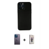 MARSİLYAN™- iPhone 13 Pro Max Kılıf Yadigar Yansıma Serisi - Siyah Bilvis 3D Cam Ekran Koruyucu + Neon Fosforlu Kamera Lens - MI