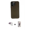 MARSİLYAN™- iPhone 13 Pro Max Kılıf Yadigar Yansıma Serisi - Siyah Bilvis 3D Cam Ekran Koruyucu + Pers Alüminyum Kamera Lens - GI