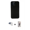 MARSİLYAN™- iPhone 13 Pro Max Kılıf Yadigar Yansıma Serisi - Siyah Bilvis 3D Cam Ekran Koruyucu + Pers Alüminyum Kamera Lens - LT