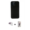 MARSİLYAN™- iPhone 13 Pro Max Kılıf Yadigar Yansıma Serisi - Siyah Bilvis 3D Cam Ekran Koruyucu + Pers Alüminyum Kamera Lens - GI