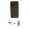 MARSİLYAN™- iPhone 13 Pro Max Kılıf Yadigar Yansıma Serisi - Siyah Bilvis 3D Cam Ekran Koruyucu + Pers Alüminyum Kamera Lens - LT
