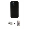 MARSİLYAN™- iPhone 13 Pro Max Kılıf Yadigar Yansıma Serisi - Siyah Bilvis 3D Cam Ekran Koruyucu + Rainbow Kamera Lens Koruma Cam - BZ