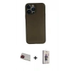 MARSİLYAN™- iPhone 13 Pro Max Kılıf Yadigar Yansıma Serisi - Siyah Bilvis 3D Cam Ekran Koruyucu + Rainbow Kamera Lens Koruma Cam - KI