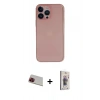 MARSİLYAN™- iPhone 13 Pro Max Kılıf Yadigar Yansıma Serisi - Siyah Bilvis 3D Cam Ekran Koruyucu + Rainbow Kamera Lens Koruma Cam - KI