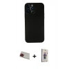 MARSİLYAN™- iPhone 13 Pro Max Kılıf Yadigar Yansıma Serisi - Siyah Bilvis 3D Cam Ekran Koruyucu + Rainbow Kamera Lens Koruma Cam - KI