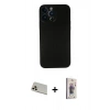 MARSİLYAN™- iPhone 13 Pro Max Kılıf Yadigar Yansıma Serisi - Siyah Bilvis 3D Cam Ekran Koruyucu + Rainbow Kamera Lens Koruma Cam - REGD