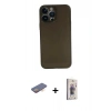 MARSİLYAN™- iPhone 13 Pro Max Kılıf Yadigar Yansıma Serisi - Siyah Bilvis 3D Cam Ekran Koruyucu + Renkli Kamera Lens Koruma Cam - TU