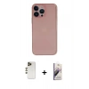 MARSİLYAN™- iPhone 13 Pro Max Kılıf Yadigar Yansıma Serisi - Siyah Bilvis 3D Mat Cam Ekran Koruyucu + Gold Shine Kamera Lens