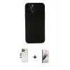 MARSİLYAN™- iPhone 13 Pro Max Kılıf Yadigar Yansıma Serisi - Siyah Bilvis 3D Mat Cam Ekran Koruyucu + Gold Shine Kamera Lens