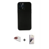 MARSİLYAN™- iPhone 13 Pro Max Kılıf Yadigar Yansıma Serisi - Siyah Bilvis 3D Mat Cam Ekran Koruyucu + Kırmızı Pers Alüminyum Kamera Lens