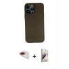 MARSİLYAN™- iPhone 13 Pro Max Kılıf Yadigar Yansıma Serisi - Siyah Bilvis 3D Mat Cam Ekran Koruyucu + Kırmızı Pers Alüminyum Kamera Lens