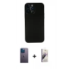MARSİLYAN™- iPhone 13 Pro Max Kılıf Yadigar Yansıma Serisi - Siyah Bilvis 3D Mat Cam Ekran Koruyucu + Neon Fosforlu Kamera Lens - MI