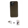 MARSİLYAN™- iPhone 13 Pro Max Kılıf Yadigar Yansıma Serisi - Siyah Bilvis 3D Mat Cam Ekran Koruyucu + Pers Alüminyum Kamera Lens - GD