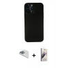 MARSİLYAN™- iPhone 13 Pro Max Kılıf Yadigar Yansıma Serisi - Siyah Bilvis 3D Mat Cam Ekran Koruyucu + Pers Alüminyum Kamera Lens - SABE
