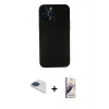 MARSİLYAN™- iPhone 13 Pro Max Kılıf Yadigar Yansıma Serisi - Siyah Bilvis 3D Mat Cam Ekran Koruyucu + Pers Alüminyum Kamera Lens - LT