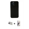 MARSİLYAN™- iPhone 13 Pro Max Kılıf Yadigar Yansıma Serisi - Siyah Bilvis 3D Mat Cam Ekran Koruyucu + Rainbow Kamera Lens Koruma Cam - MR