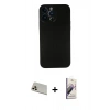 MARSİLYAN™- iPhone 13 Pro Max Kılıf Yadigar Yansıma Serisi - Siyah Bilvis 3D Mat Cam Ekran Koruyucu + Rainbow Kamera Lens Koruma Cam - REGD