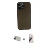 MARSİLYAN™- iPhone 13 Pro Max Kılıf Yadigar Yansıma Serisi - Siyah Bilvis 3D Mat Cam Ekran Koruyucu + Rainbow Kamera Lens Koruma Cam - BZ