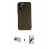 MARSİLYAN™- iPhone 13 Pro Max Kılıf Yadigar Yansıma Serisi - Siyah Bilvis 3D Mat Cam Ekran Koruyucu + Rainbow Kamera Lens Koruma Cam - MI
