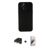 MARSİLYAN™- iPhone 13 Pro Max Kılıf Yadigar Yansıma Serisi - Siyah Bilvis 3D Mat Cam Ekran Koruyucu + Raze Metal Kamera Lens - GD