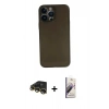 MARSİLYAN™- iPhone 13 Pro Max Kılıf Yadigar Yansıma Serisi - Siyah Bilvis 3D Mat Cam Ekran Koruyucu + Raze Metal Kamera Lens - GD