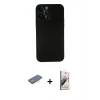 MARSİLYAN™- iPhone 13 Pro Max Kılıf Yadigar Yansıma Serisi - Siyah Bilvis 3D Mat Cam Ekran Koruyucu + Renkli Kamera Lens Koruma Cam - PE