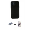 MARSİLYAN™- iPhone 13 Pro Max Kılıf Yadigar Yansıma Serisi - Siyah Bilvis 3D Mat Cam Ekran Koruyucu + Renkli Kamera Lens Koruma Cam - YL