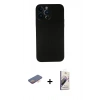 MARSİLYAN™- iPhone 13 Pro Max Kılıf Yadigar Yansıma Serisi - Siyah Bilvis 3D Mat Cam Ekran Koruyucu + Renkli Kamera Lens Koruma Cam - TU