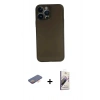 MARSİLYAN™- iPhone 13 Pro Max Kılıf Yadigar Yansıma Serisi - Siyah Bilvis 3D Mat Cam Ekran Koruyucu + Renkli Kamera Lens Koruma Cam - TU