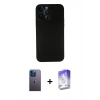 MARSİLYAN™- iPhone 13 Pro Max Kılıf Yadigar Yansıma Serisi - Siyah Bilvis 5in1 3D Magic Cam Ekran Koruyucu + Neon Fosforlu Kamera Lens - MI