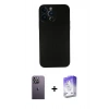 MARSİLYAN™- iPhone 13 Pro Max Kılıf Yadigar Yansıma Serisi - Siyah Bilvis 5in1 3D Magic Cam Ekran Koruyucu + Neon Fosforlu Kamera Lens - BZ