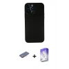 MARSİLYAN™- iPhone 13 Pro Max Kılıf Yadigar Yansıma Serisi - Siyah Bilvis 5in1 3D Magic Cam Ekran Koruyucu + Pembe Renkli Kamera Lens Koruma Cam