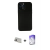MARSİLYAN™- iPhone 13 Pro Max Kılıf Yadigar Yansıma Serisi - Siyah Bilvis 5in1 3D Magic Cam Ekran Koruyucu + Rainbow Kamera Lens Koruma Cam - BZ