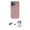 MARSİLYAN™- iPhone 13 Pro Max Kılıf Yadigar Yansıma Serisi - Siyah Bilvis 5in1 3D Magic Cam Ekran Koruyucu + Pembe Renkli Kamera Lens Koruma Cam