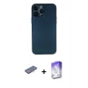 MARSİLYAN™- iPhone 13 Pro Max Kılıf Yadigar Yansıma Serisi - Siyah Bilvis 5in1 3D Magic Cam Ekran Koruyucu + Pembe Renkli Kamera Lens Koruma Cam