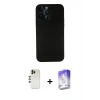 MARSİLYAN™- iPhone 13 Pro Max Kılıf Yadigar Yansıma Serisi - Siyah Bilvis 5in1 3D Magic Cam Ekran Koruyucu + Gold Shine Kamera Lens