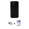 MARSİLYAN™- iPhone 13 Pro Max Kılıf Yadigar Yansıma Serisi - Siyah Bilvis 5in1 3D Magic Cam Ekran Koruyucu + Rainbow Kamera Lens Koruma Cam - REGD