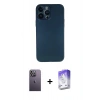 MARSİLYAN™- iPhone 13 Pro Max Kılıf Yadigar Yansıma Serisi - Siyah Bilvis 5in1 3D Magic Cam Ekran Koruyucu + Neon Fosforlu Kamera Lens - BZ