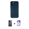 MARSİLYAN™- iPhone 13 Pro Max Kılıf Yadigar Yansıma Serisi - Siyah Bilvis 5in1 3D Magic Cam Ekran Koruyucu + Neon Fosforlu Kamera Lens - MI