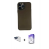 MARSİLYAN™- iPhone 13 Pro Max Kılıf Yadigar Yansıma Serisi - Siyah Bilvis 5in1 3D Magic Cam Ekran Koruyucu + Pers Alüminyum Kamera Lens - LT