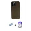 MARSİLYAN™- iPhone 13 Pro Max Kılıf Yadigar Yansıma Serisi - Siyah Bilvis 5in1 3D Magic Cam Ekran Koruyucu + Shine Kamera Lens Koruma Cam - MI