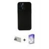 MARSİLYAN™- iPhone 13 Pro Max Kılıf Yadigar Yansıma Serisi - Siyah Bilvis 5in1 3D Magic Cam Ekran Koruyucu + Rainbow Kamera Lens Koruma Cam - MR