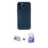 MARSİLYAN™- iPhone 13 Pro Max Kılıf Yadigar Yansıma Serisi - Siyah Bilvis 5in1 5D Magic Hayalet Cam Ekran Koruyucu + Rainbow Kamera Lens Koruma Cam - BZ